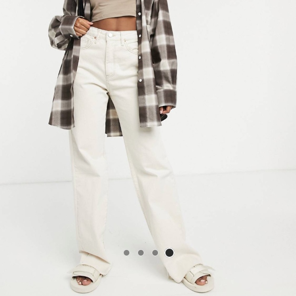 Stradivarius 90s dad jeans in ecru